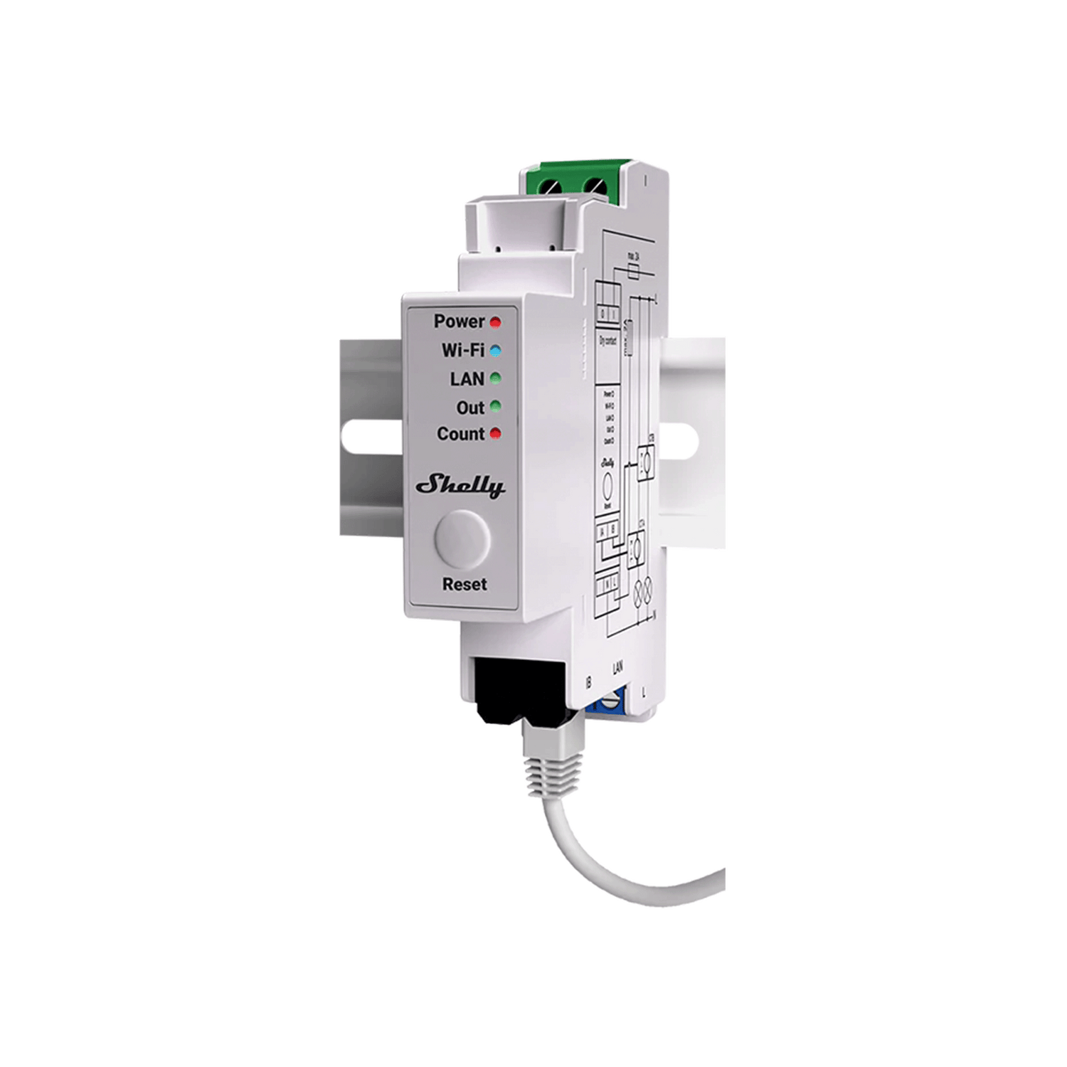 Shelly device on a white background