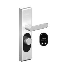 Shelly door handle with electronic lock on a white background