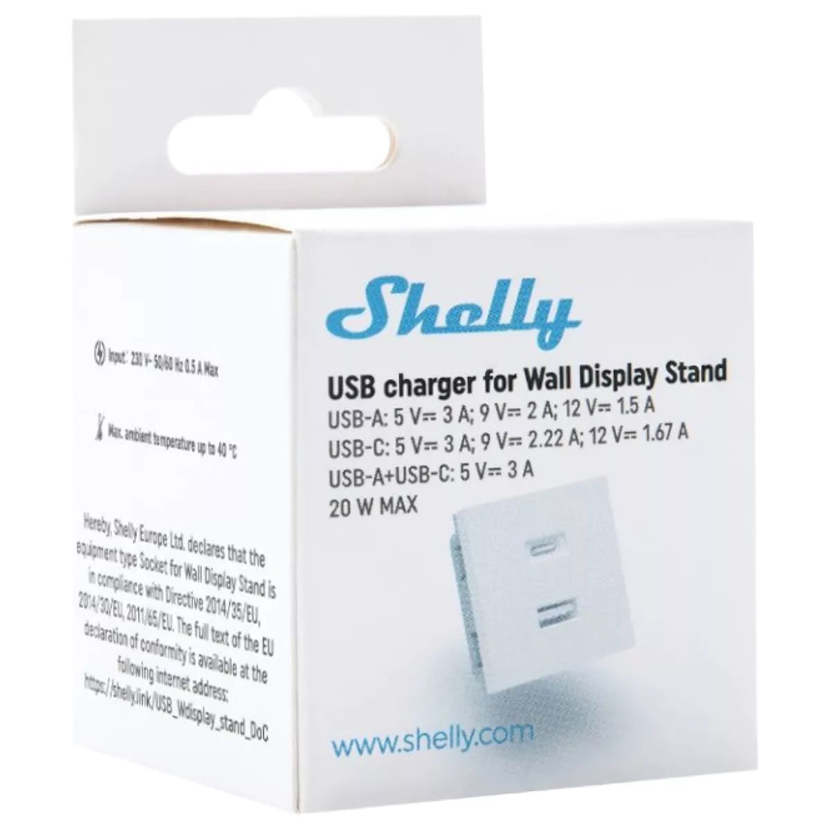 Shelly USB charger for Wall Display Stand White