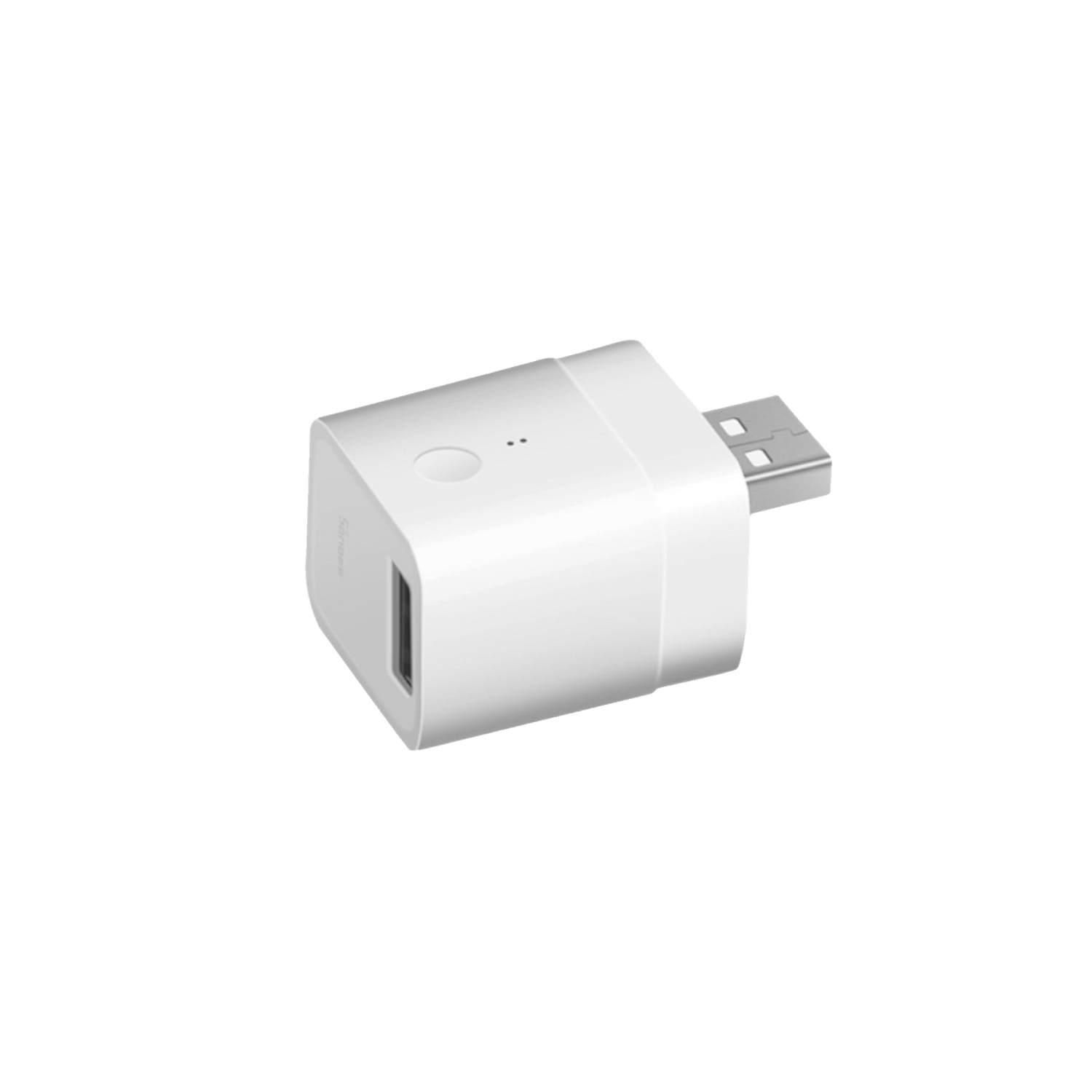 White Sonoff USB adapter on a white background