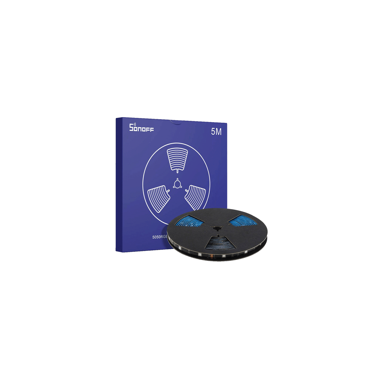 Sonoff LED strip lights with blue packaging on a white background