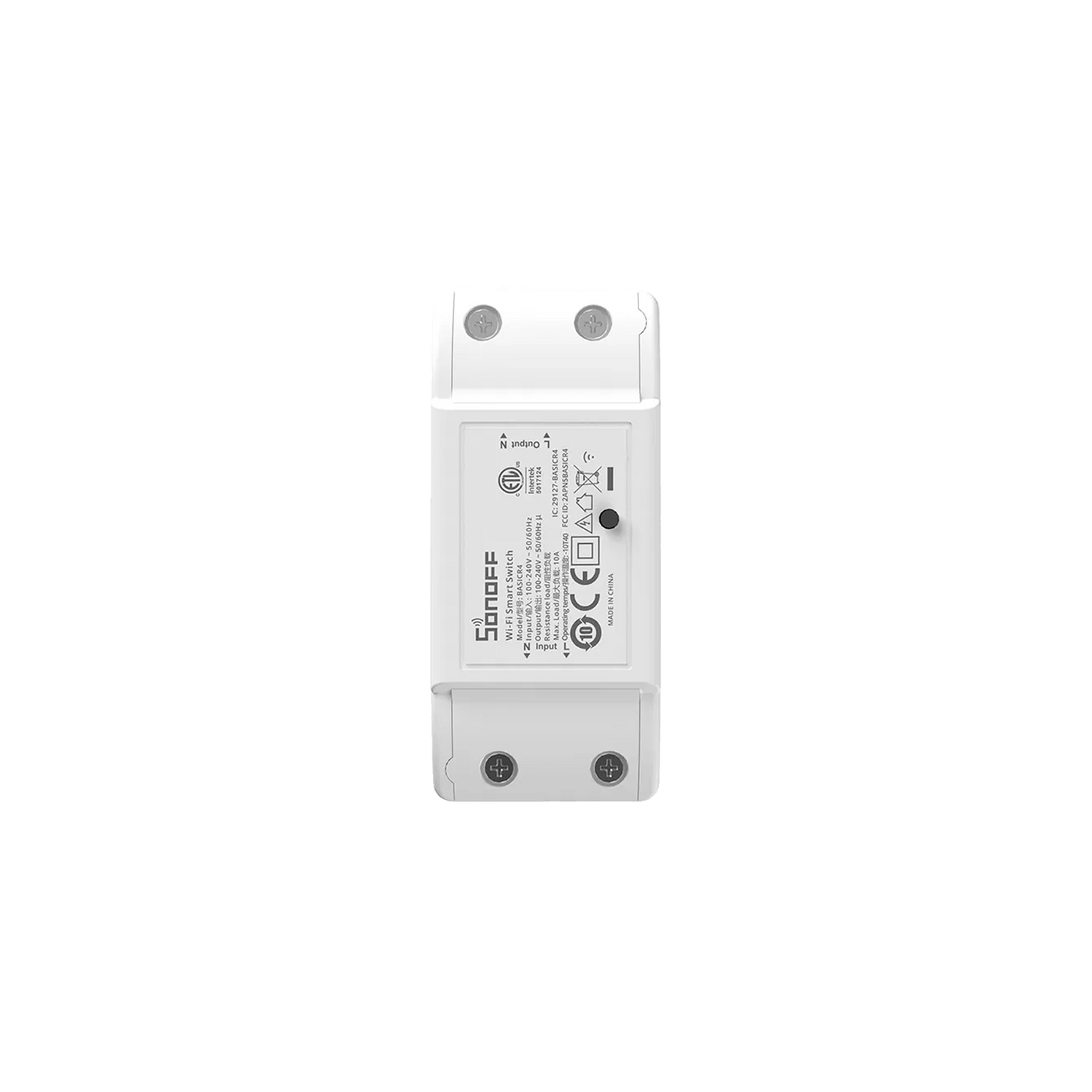 White electronic component with labels on a white background