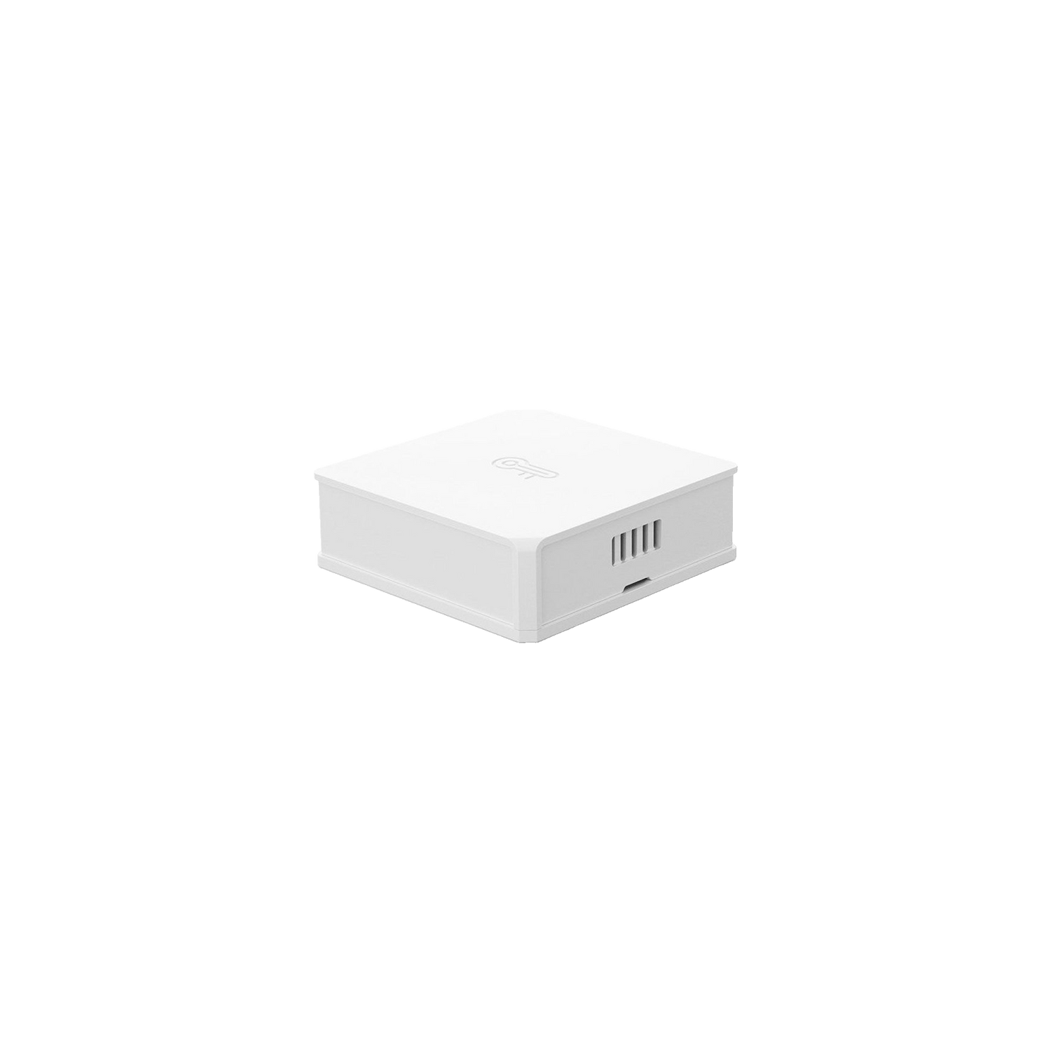 White Shelly temperature sensor with a lid on a white background
