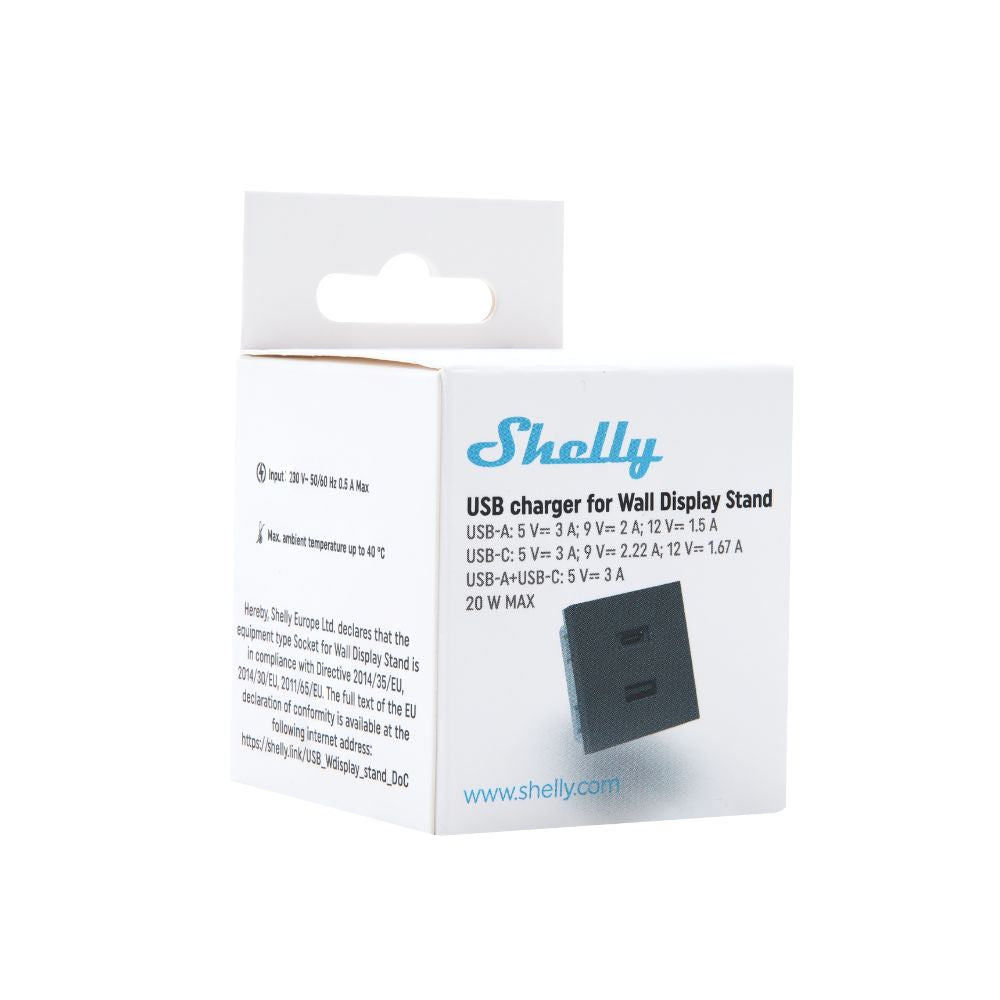 Shelly USB charger for Wall Display Stand Black