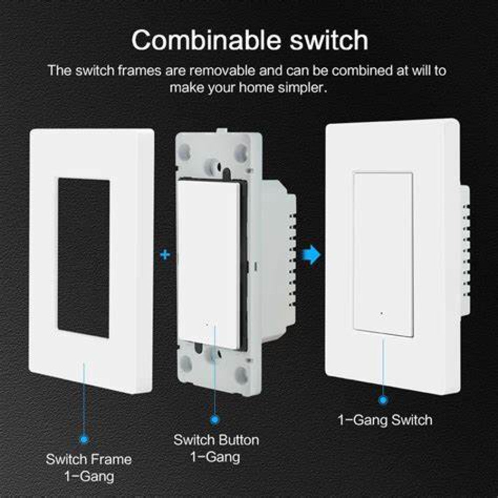 Zemismart US Push Switch 2x4 PVC 1Channel White (Matter WiFi)