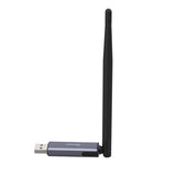USB WiFi adapter with antenna on a white background