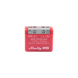Red electronic device with 'Shelly' branding on a white background