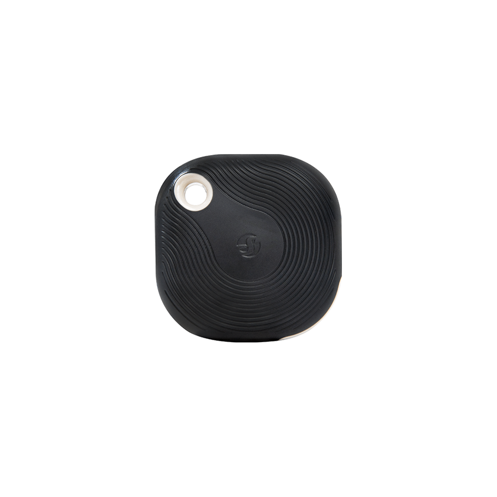 Shelly Blu Button Tough is a Black wireless device on a white background