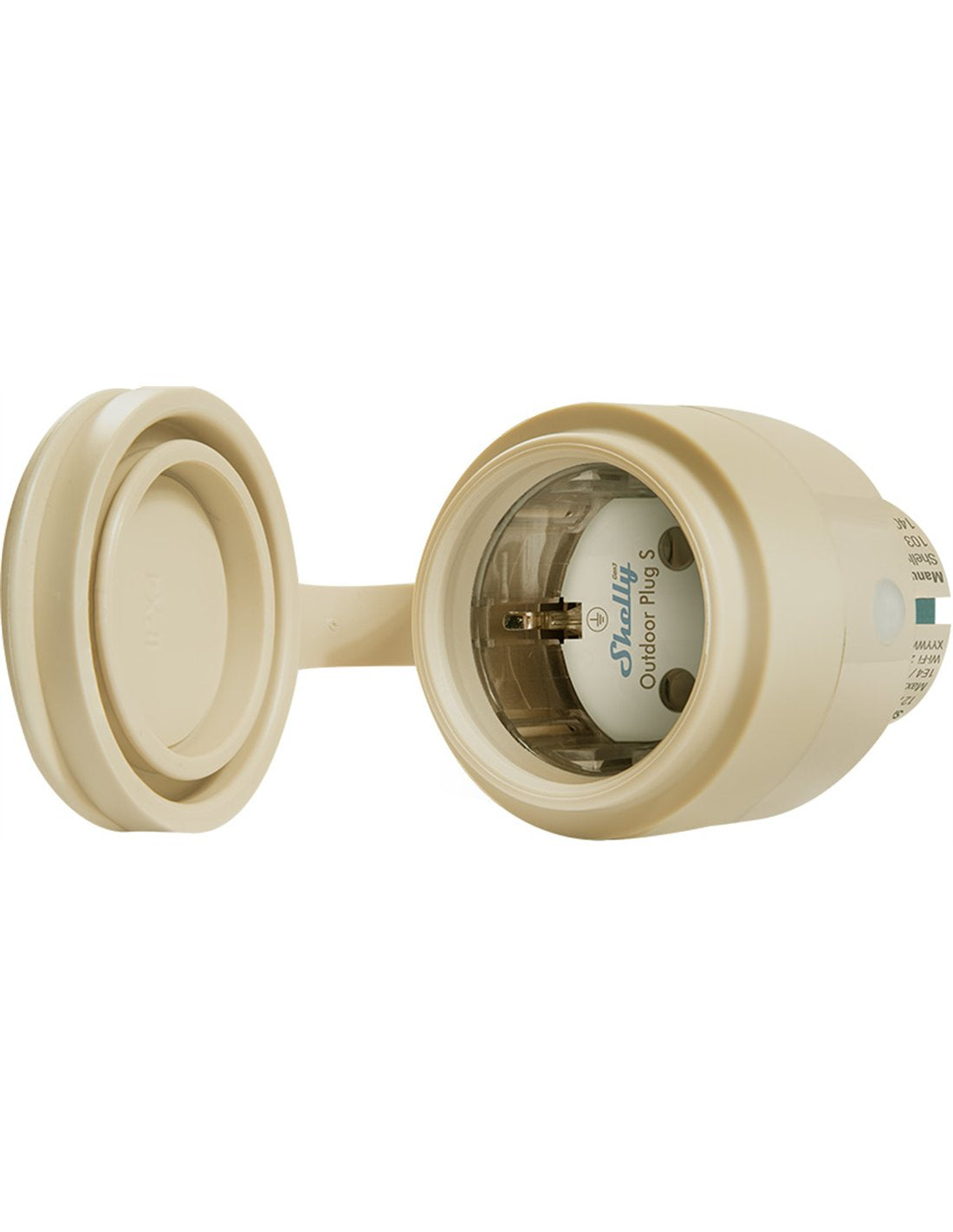 Beige electronic device with a visible brand logo on a white background