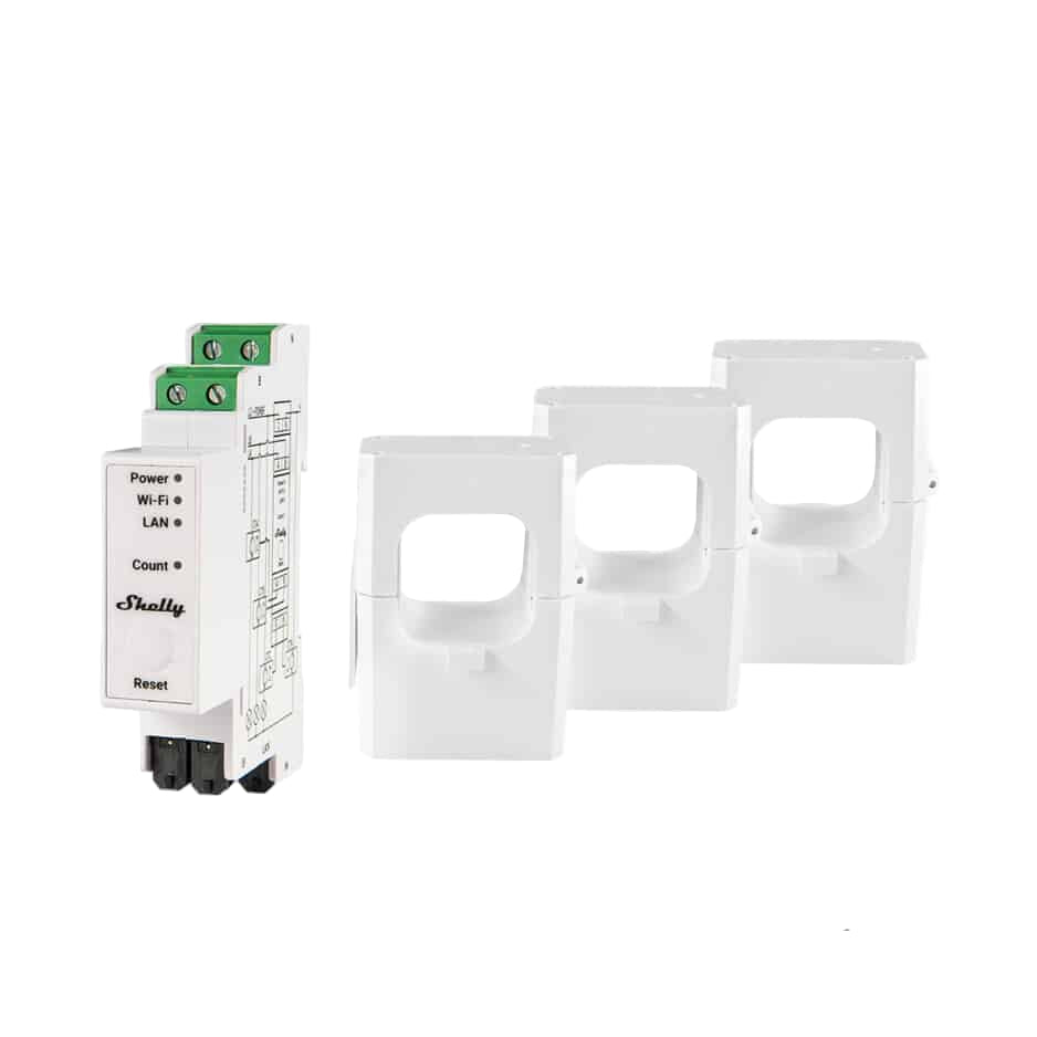 Shelly device with two wall-mounted covers on a white background