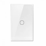 White light switch panel with a circular design on a white background