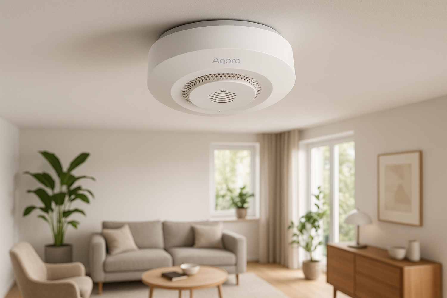 Aqara Smart Smoke Detector in lifestyle background