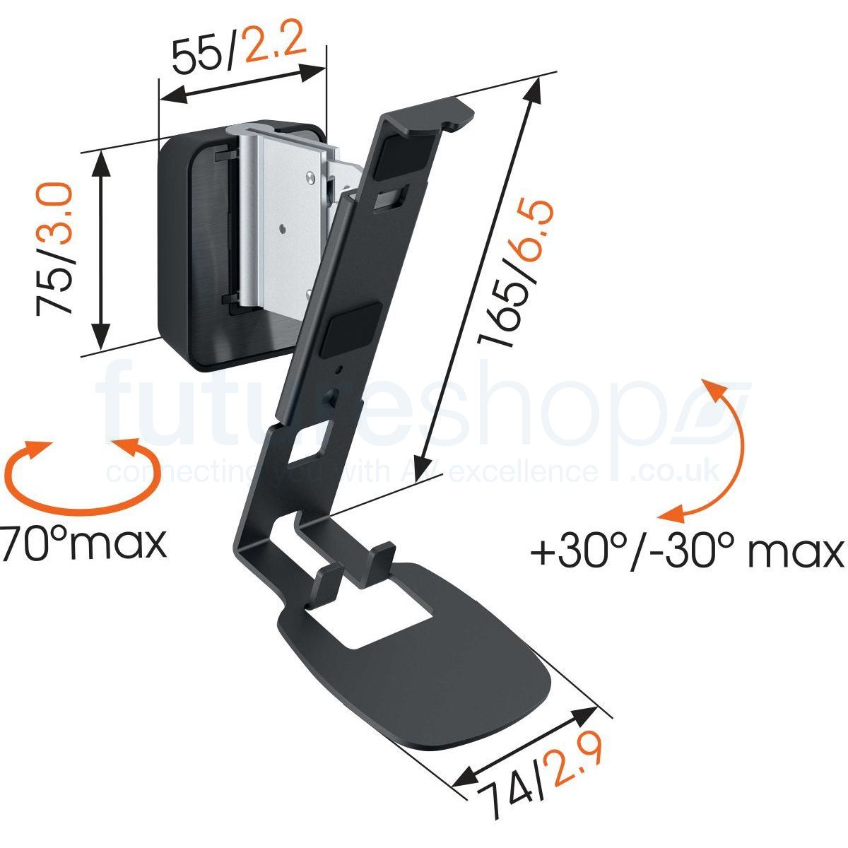 Sonos SOUND 4201 Luidspreker Muurbevestiging vir SONOS ONE/PLAY:1
 Swart